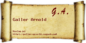 Galler Arnold névjegykártya